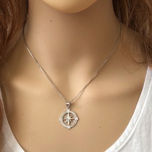 925 Sterling Silver The North Star Nautica Compass Graduation Pendant Necklace